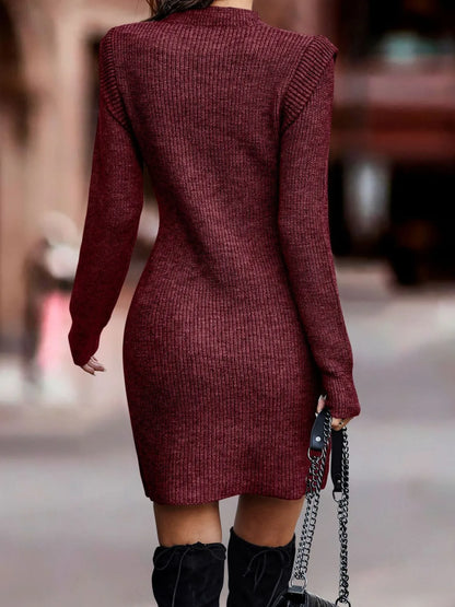 Full Size Ribbed Knit Bodycon Sweater Dress Plus Size - Fashorio