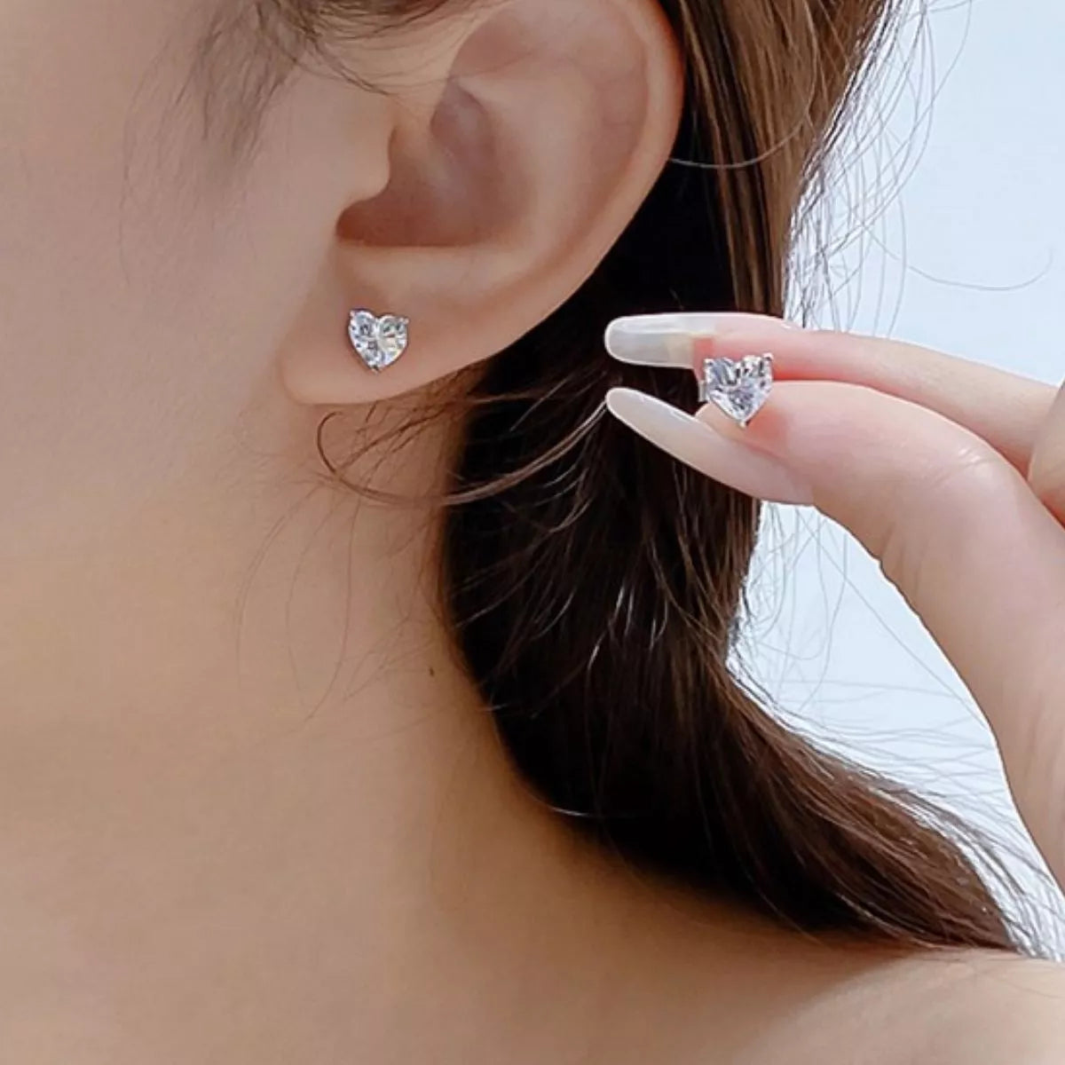 2 carat moissanite heart earrings in sterling silver