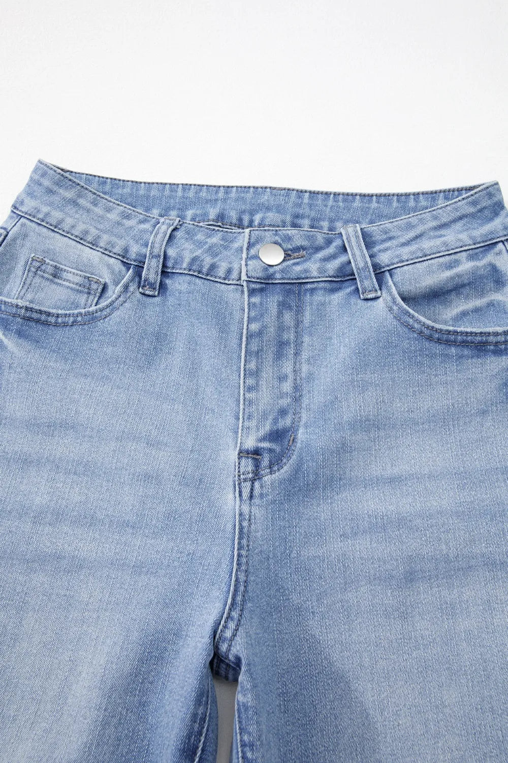 Faded wash detail on flare denim