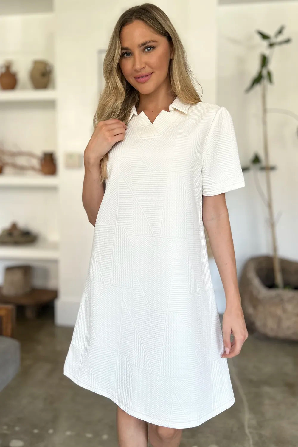 Textured dress in sky blue colorway