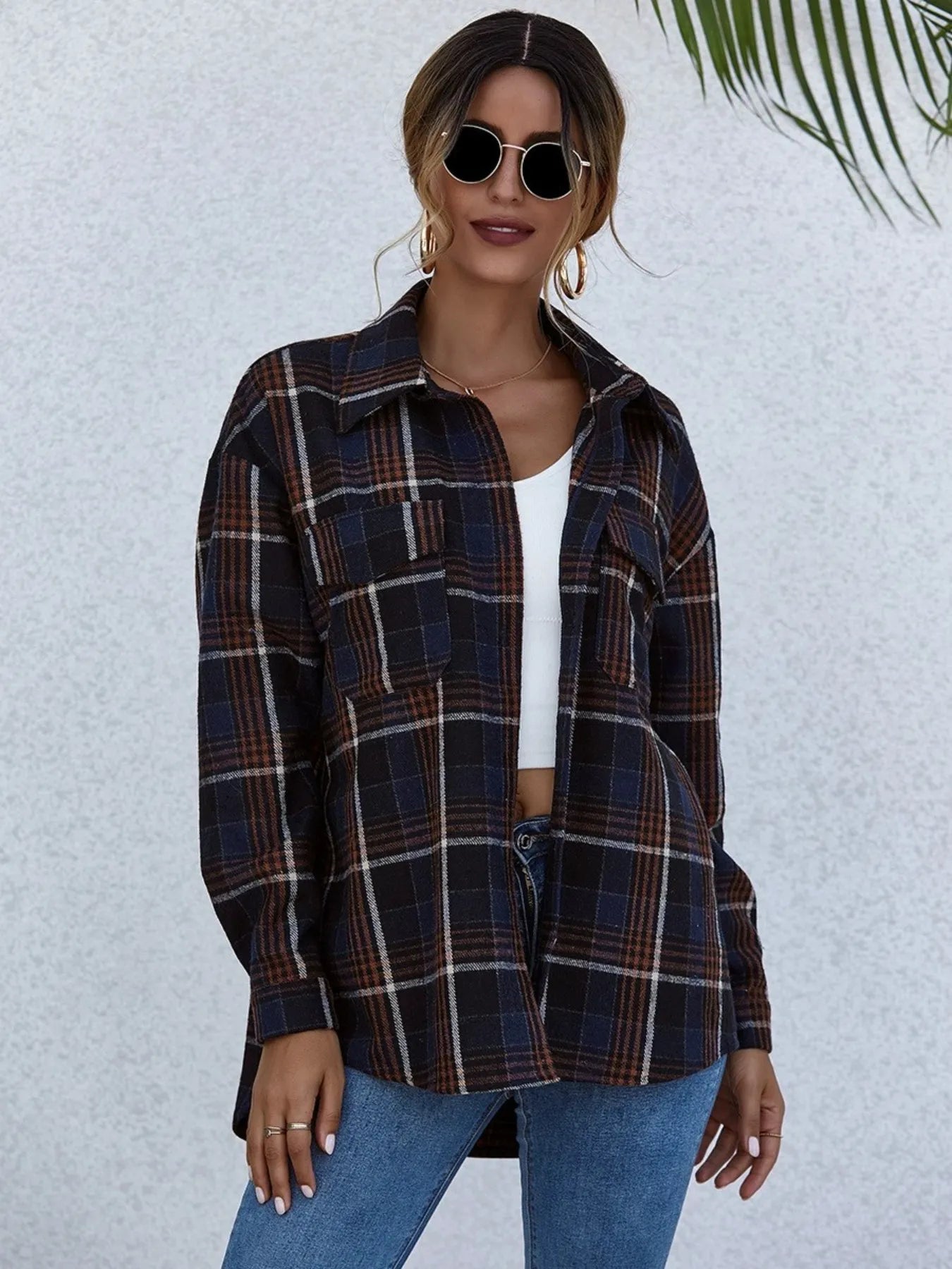 Plaid Button-Up Long Sleeve Shirt - Fashorio
