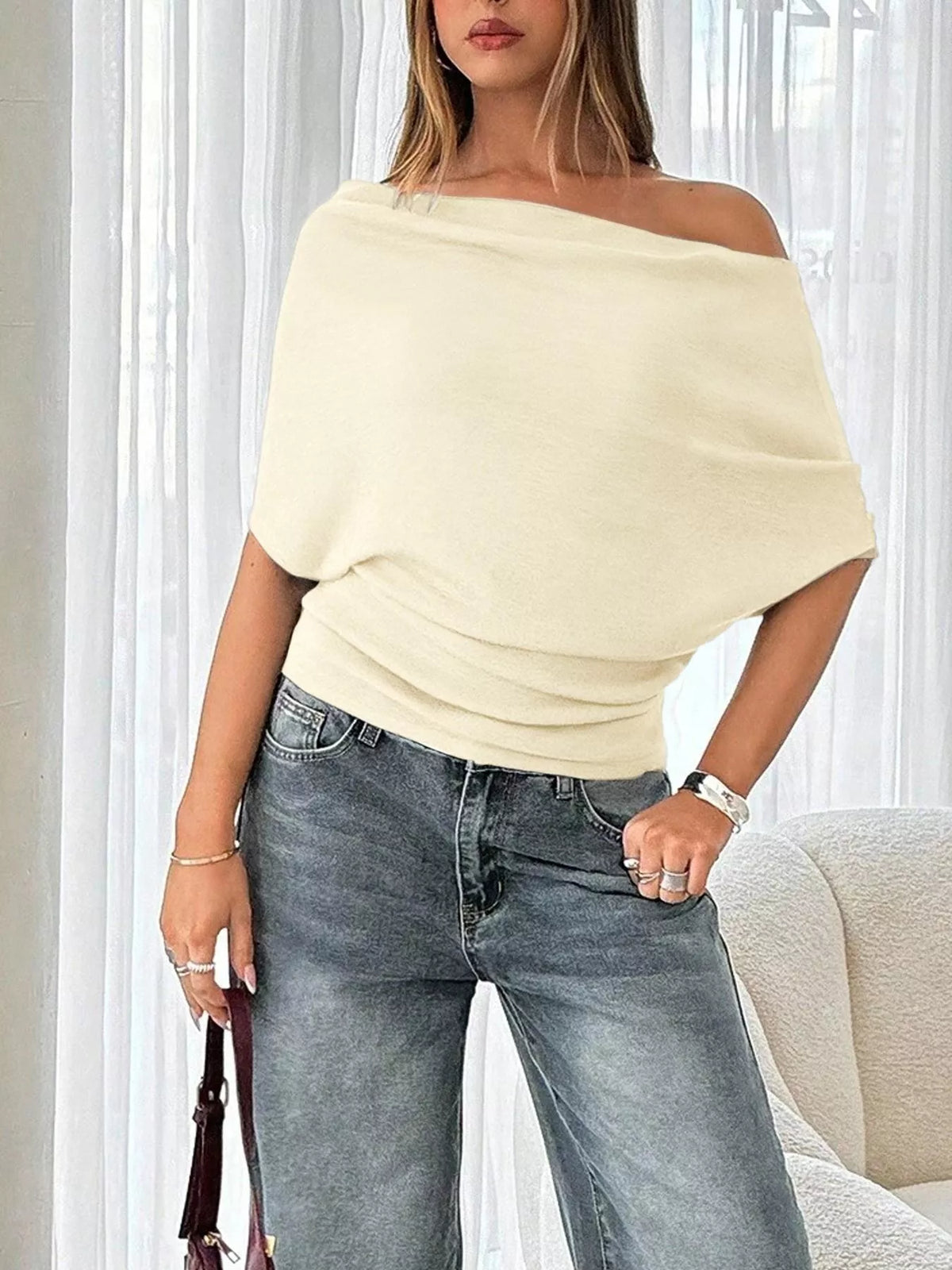 Styled off shoulder top look