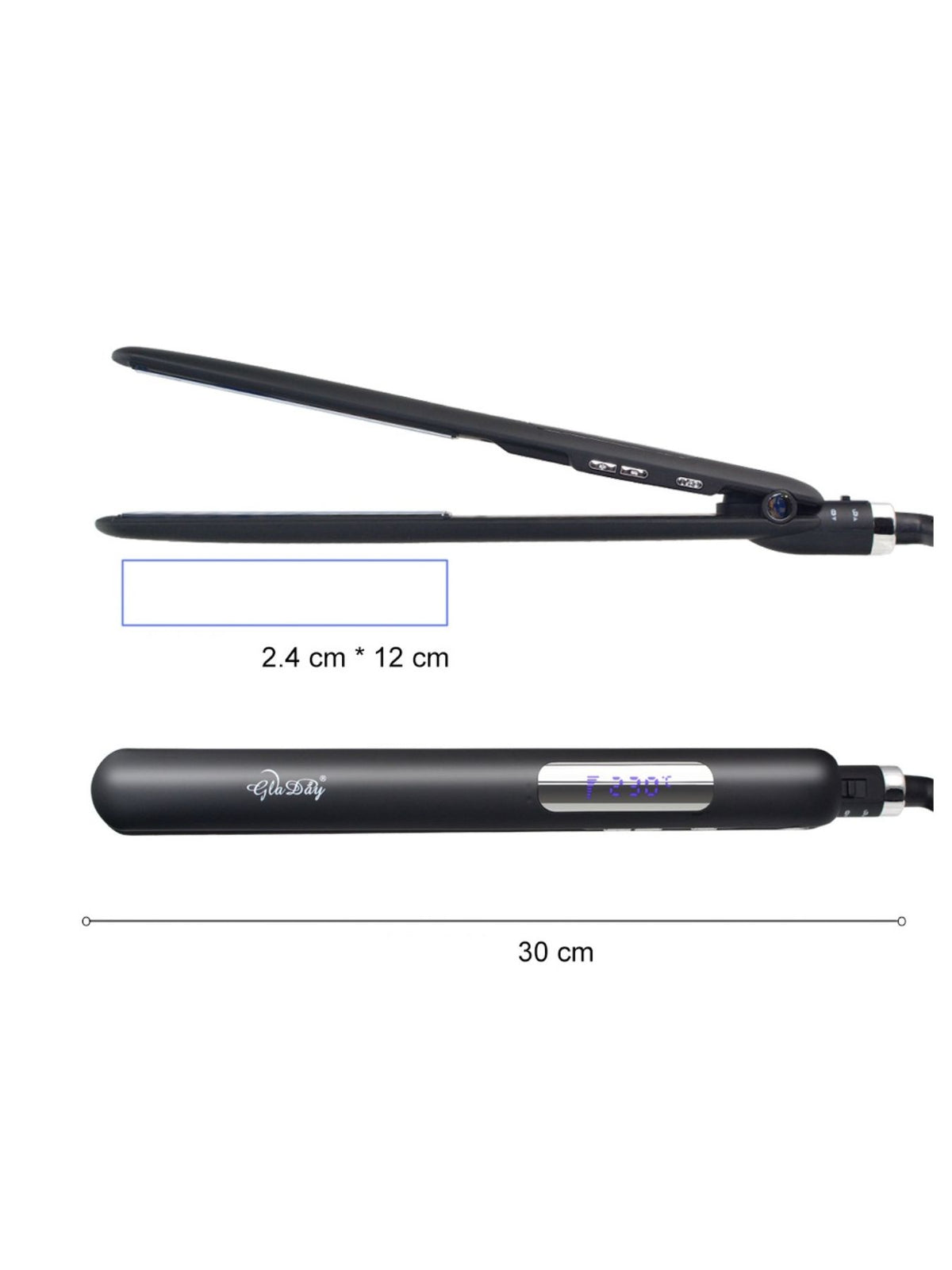 Digital display hair straightener package contents