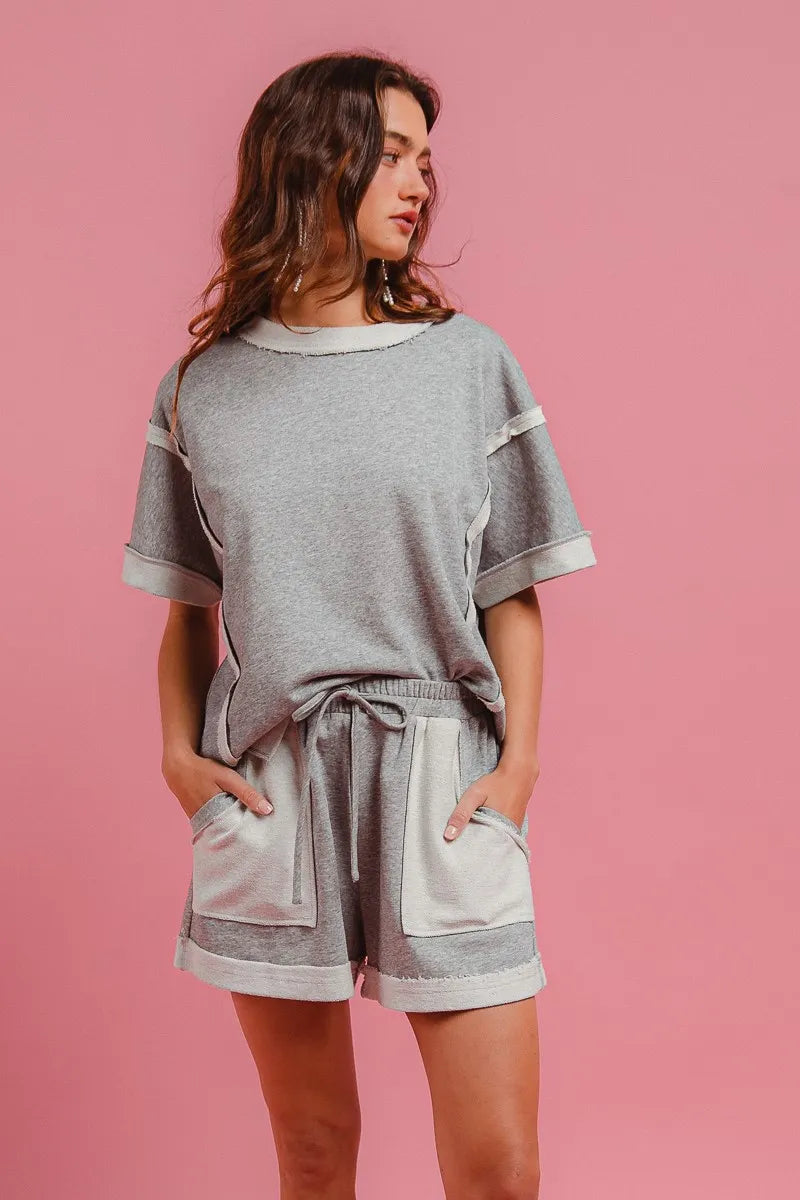 BiBi French Terry Knit Shorts with Side Pocket - Fashorio