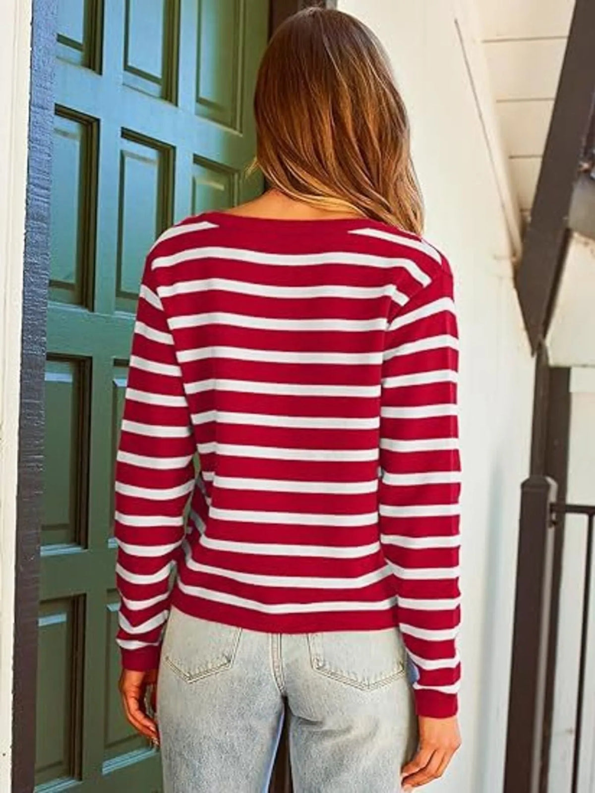 striped button up cardigan relaxed fit view