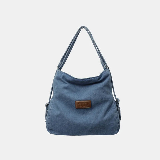 Adjustable Strap Denim Shoulder Bag Light One Size - Fashorio