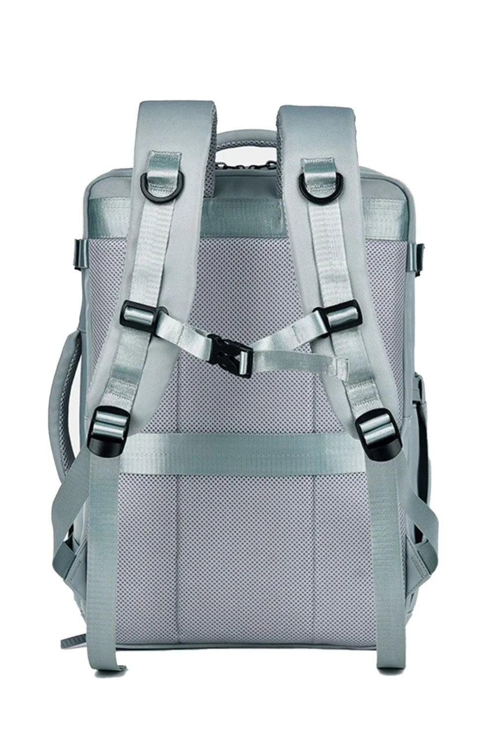 Oxford cloth adjustable strap backpack strap and buckle detail