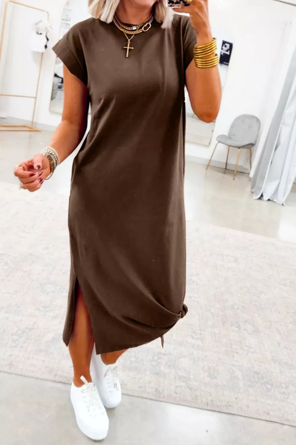 Casual maxi T shirt dress back view
