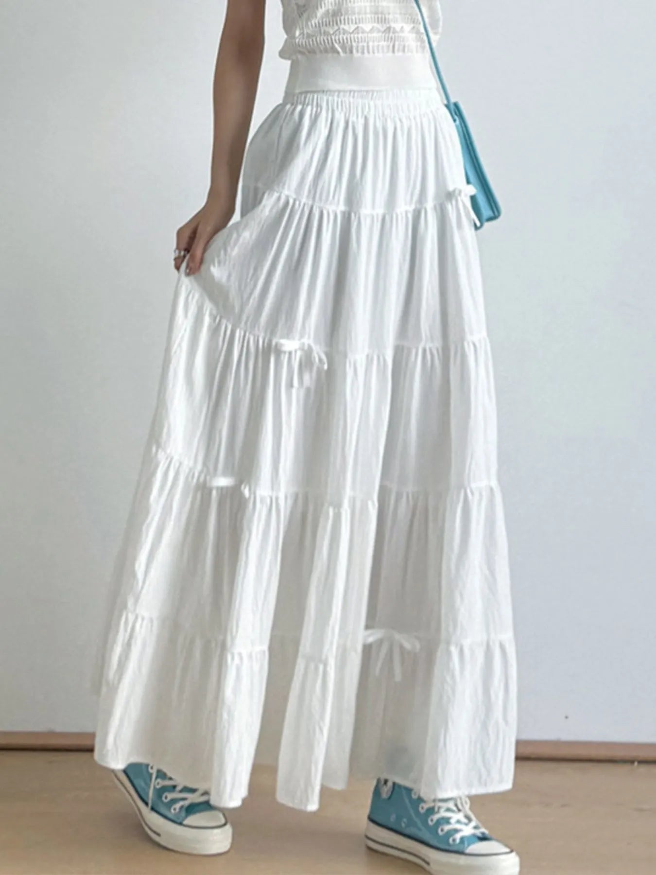 Tiered Elastic Waist Maxi Skirt - Fashorio