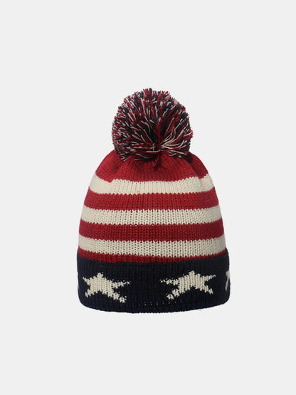 Roll Rim US Flag Knit Hat Style B One Size - Fashorio