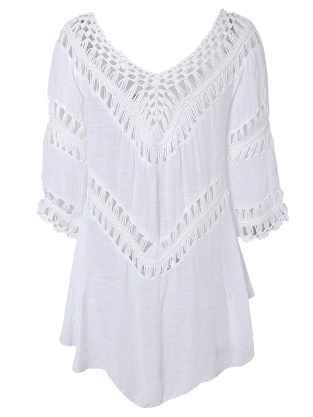 Crochet Trim Flowy Cover Up Dress fabric detail