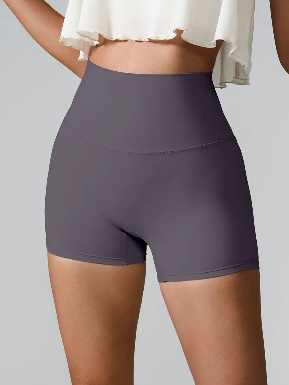 High Waist Active Shorts Charcoal - Fashorio