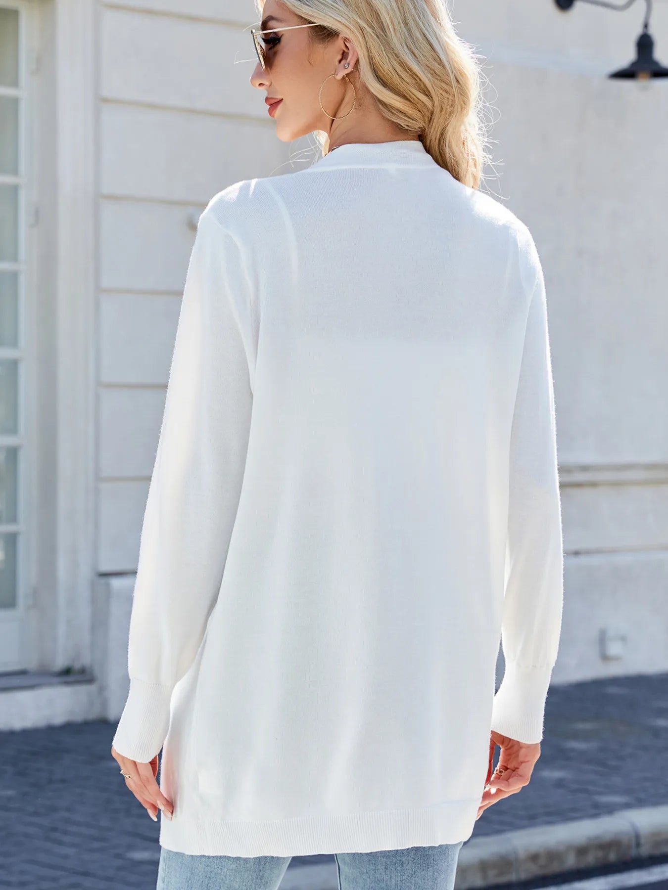 Striped Open Front Cardigan with Relaxed Fit - Fashorio