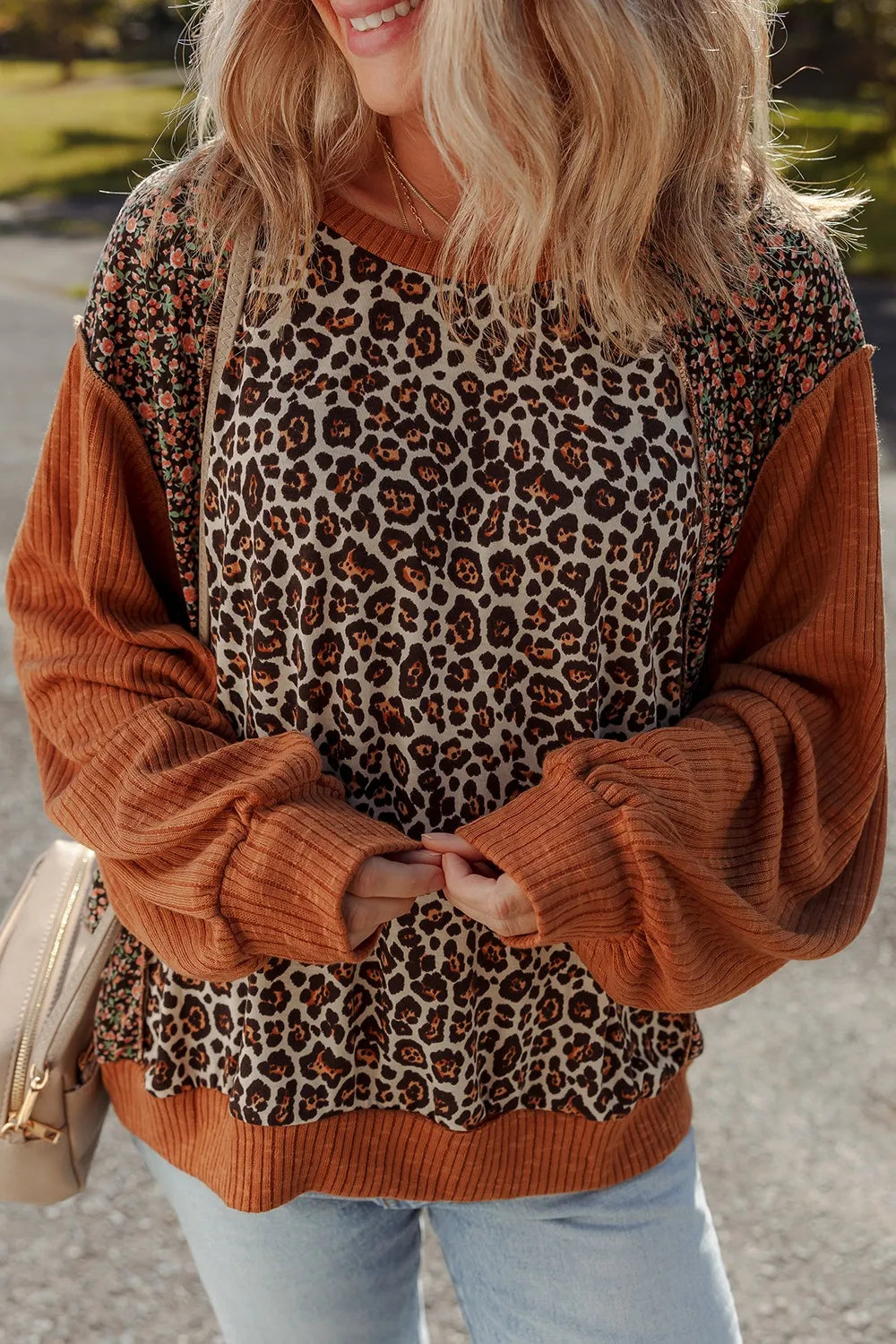Leopard Print Long Sleeve Sweatshirt - Fashorio