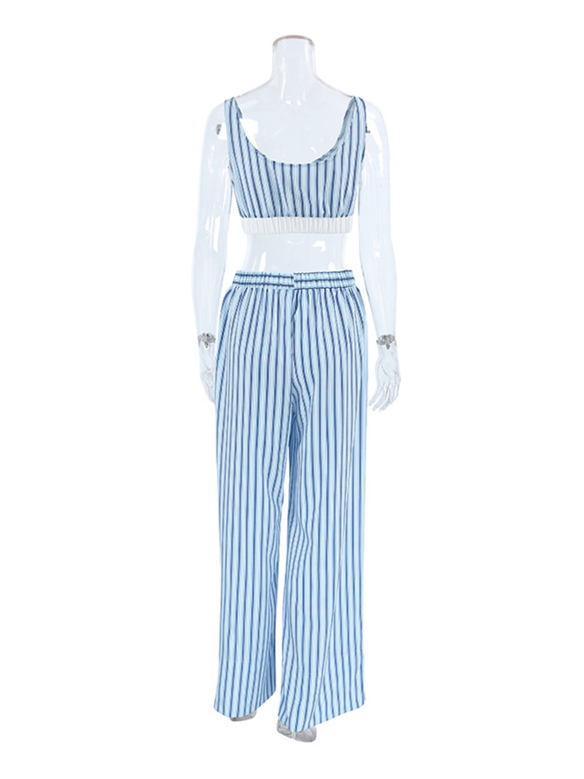 Striped Cami Shirt and Pants Lounge Set, view 11