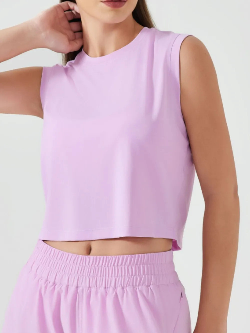 Millennia Round Neck Cropped Active Tank - Fashorio