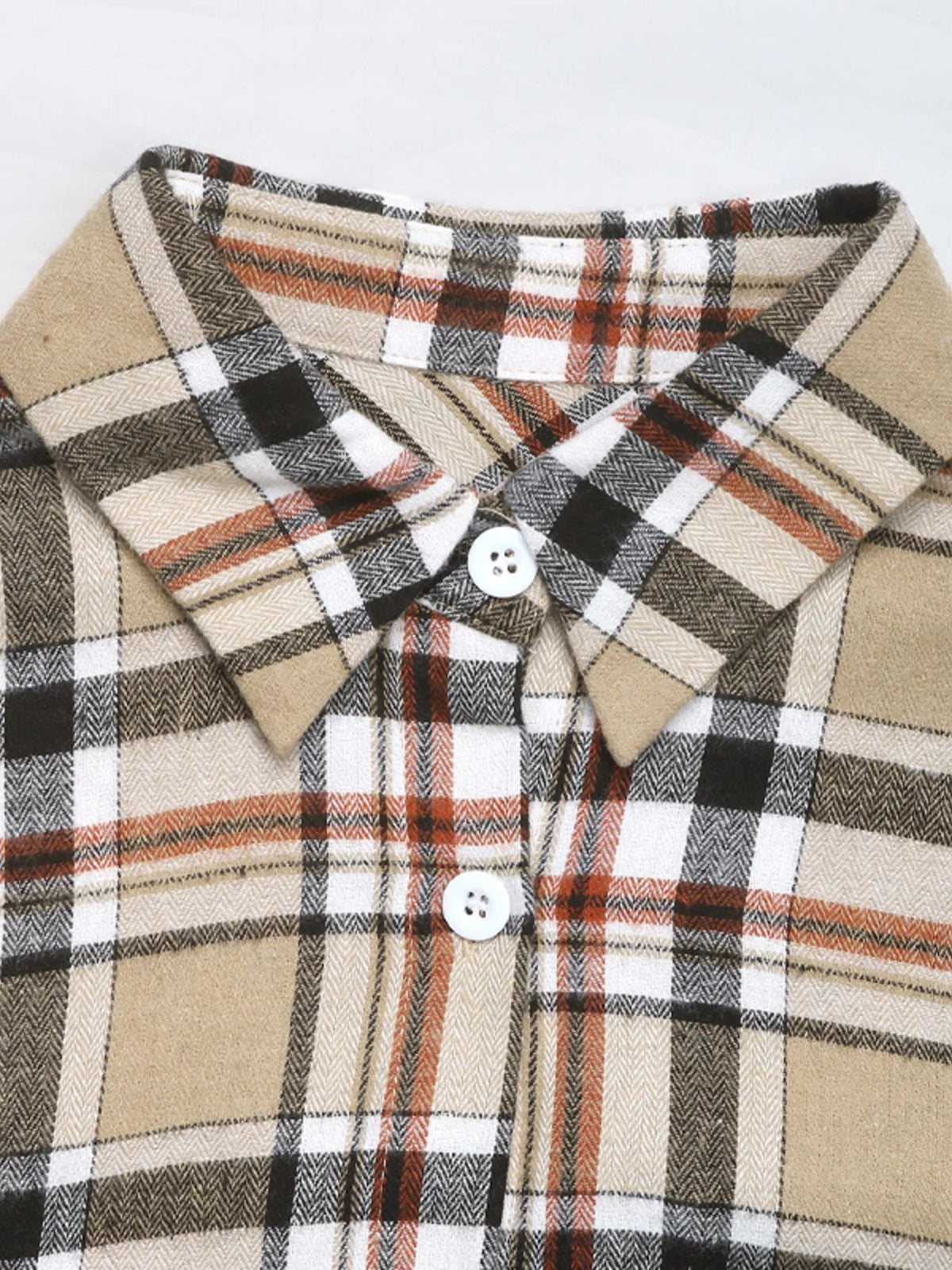 Plaid Button Up Shirt and Skirt Set on model