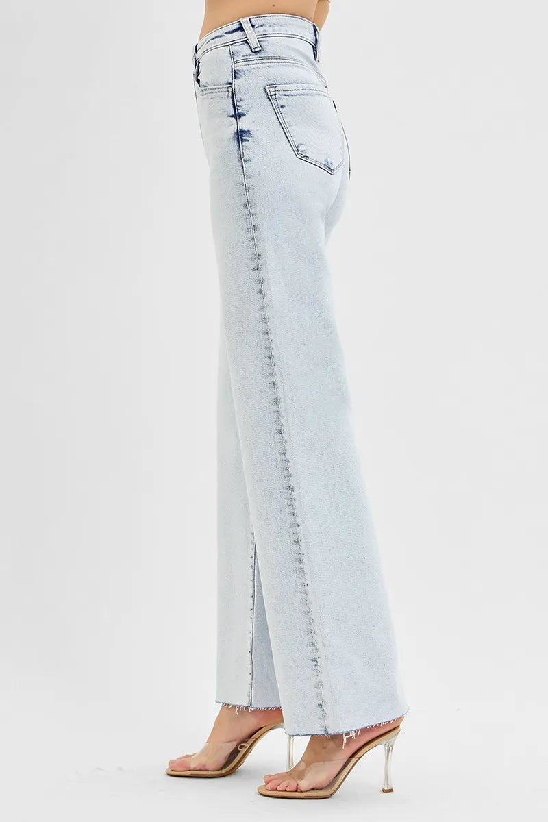 RISEN high rise wide leg jeans back view