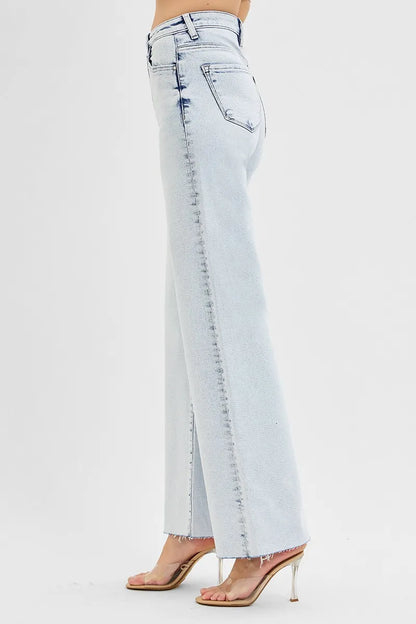 RISEN Full Size High Rise Wide Leg Jeans Plus Size - Fashorio