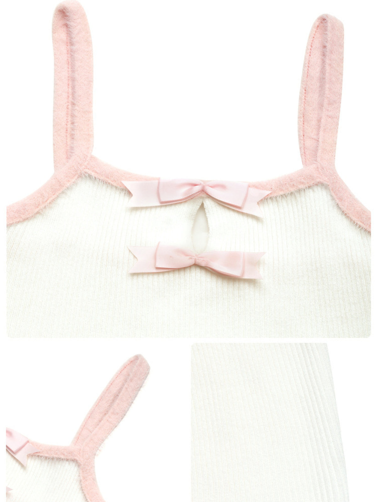 White ribbed knit cami flat lay view