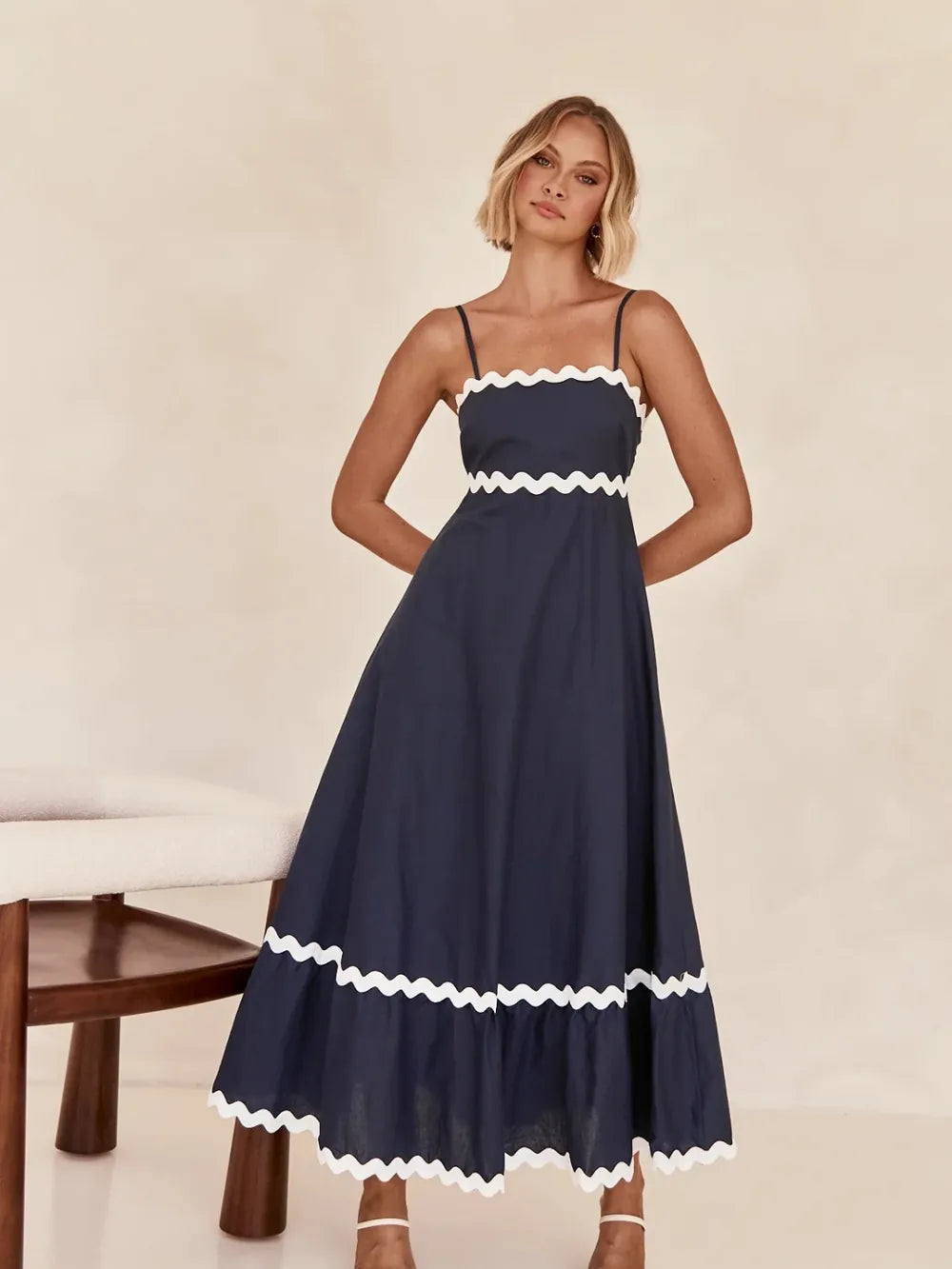 simple spaghetti strap maxi dress back view