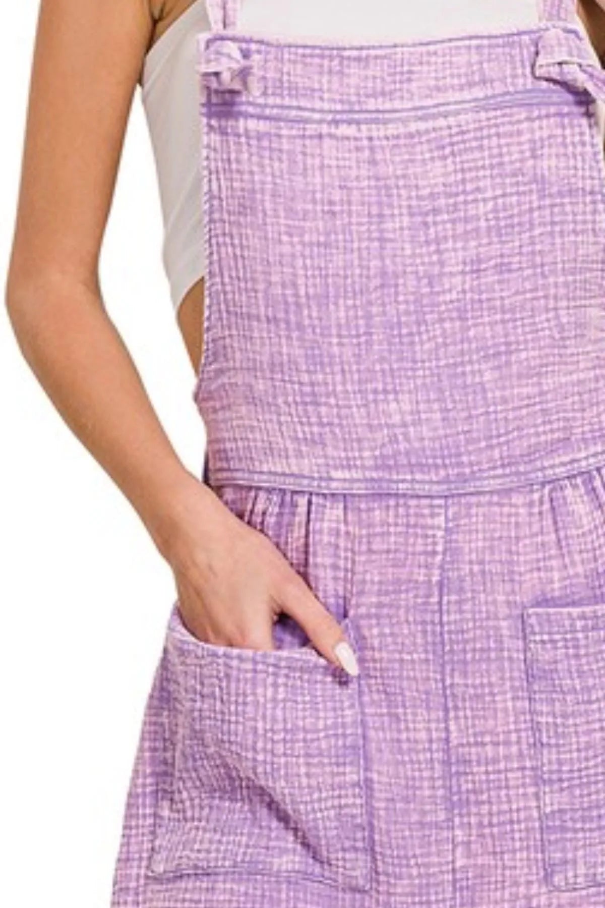 Woven Double Gauze Acid Washed Romper side view