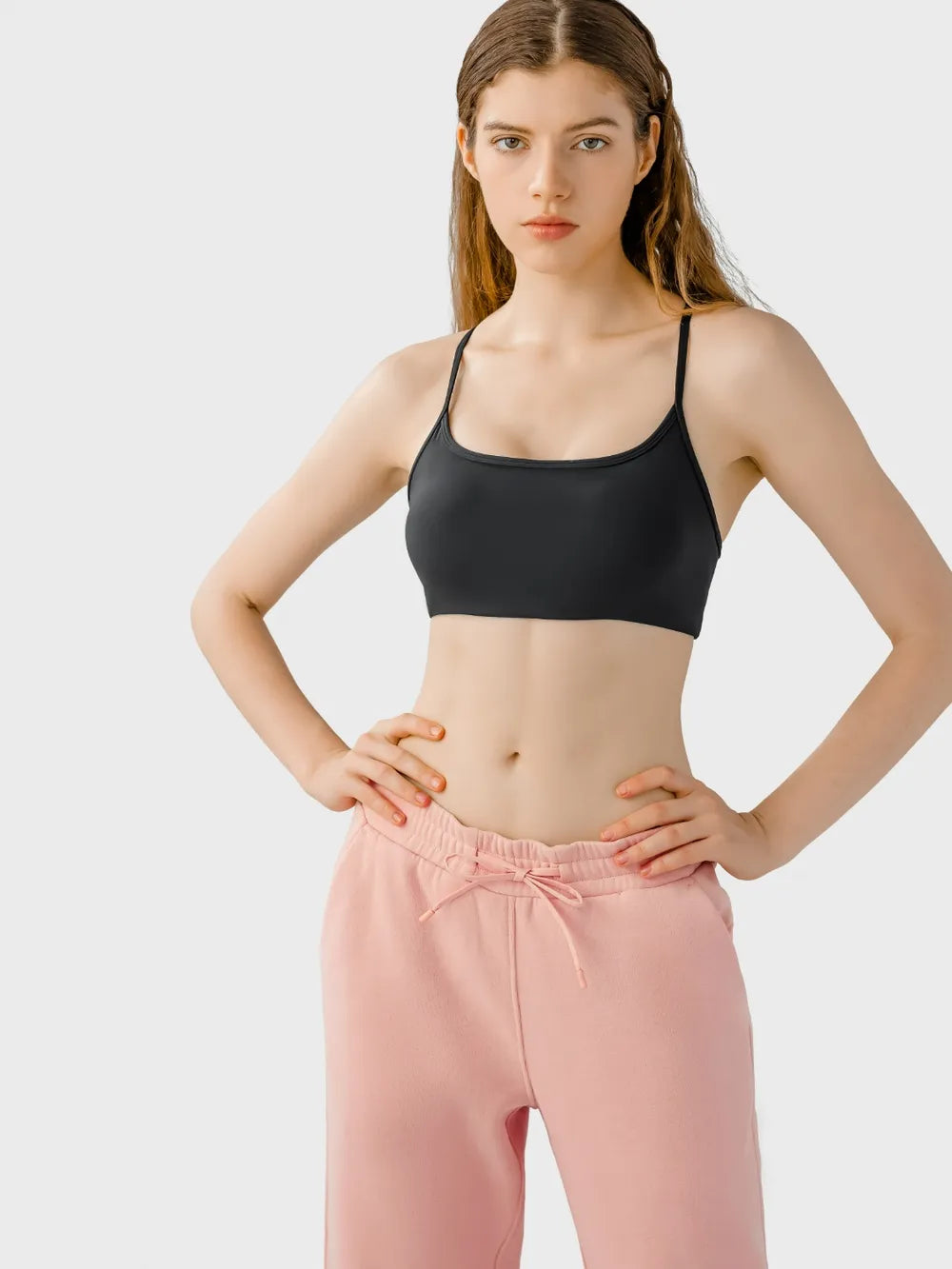 Millennia Crisscross Back Scoop Neck Active Cami with Detachable Chest Pads - Fashorio