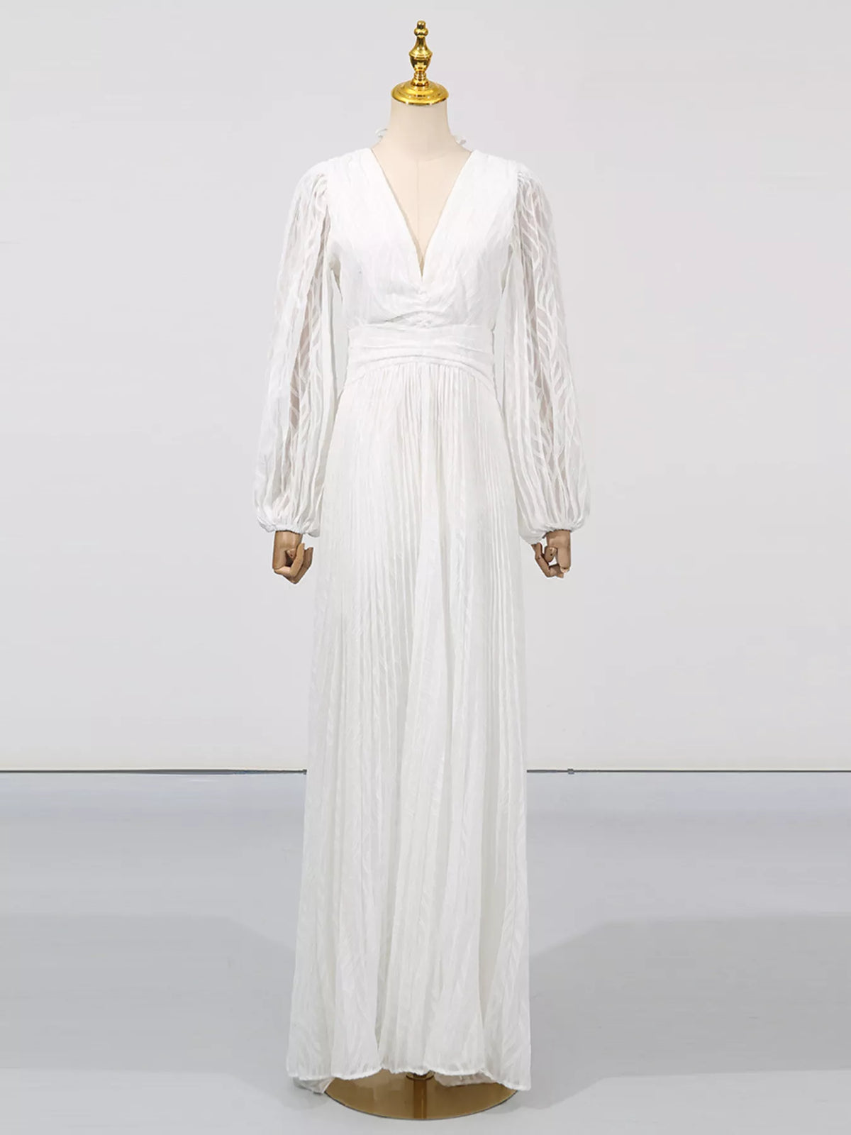 V neck long sleeve maxi dress back view