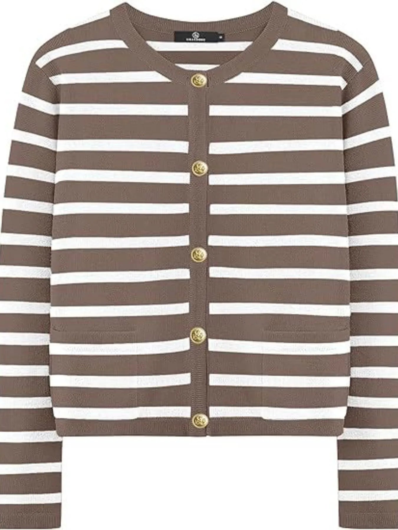 Striped Button-Up Cardigan - Fashorio