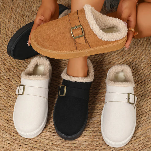 Round Toe Platform Slippers - Fashorio