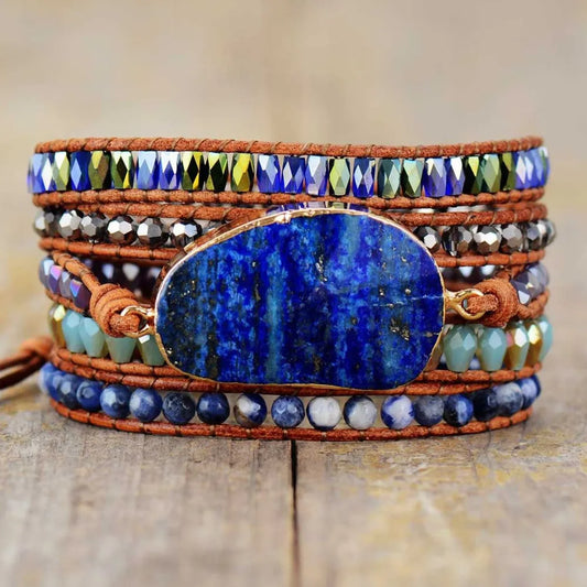 Lapis Lazuli Layered Bracelet Royal Blue One Size - Fashorio