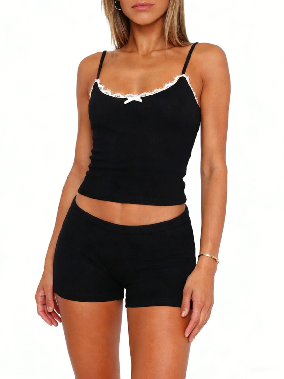 Contrast Trim Cami and Shorts Set, view 11
