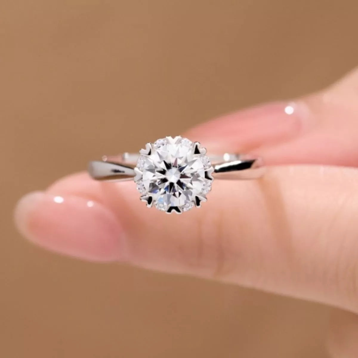 Moissanite adjustable ring in 925 sterling silver
