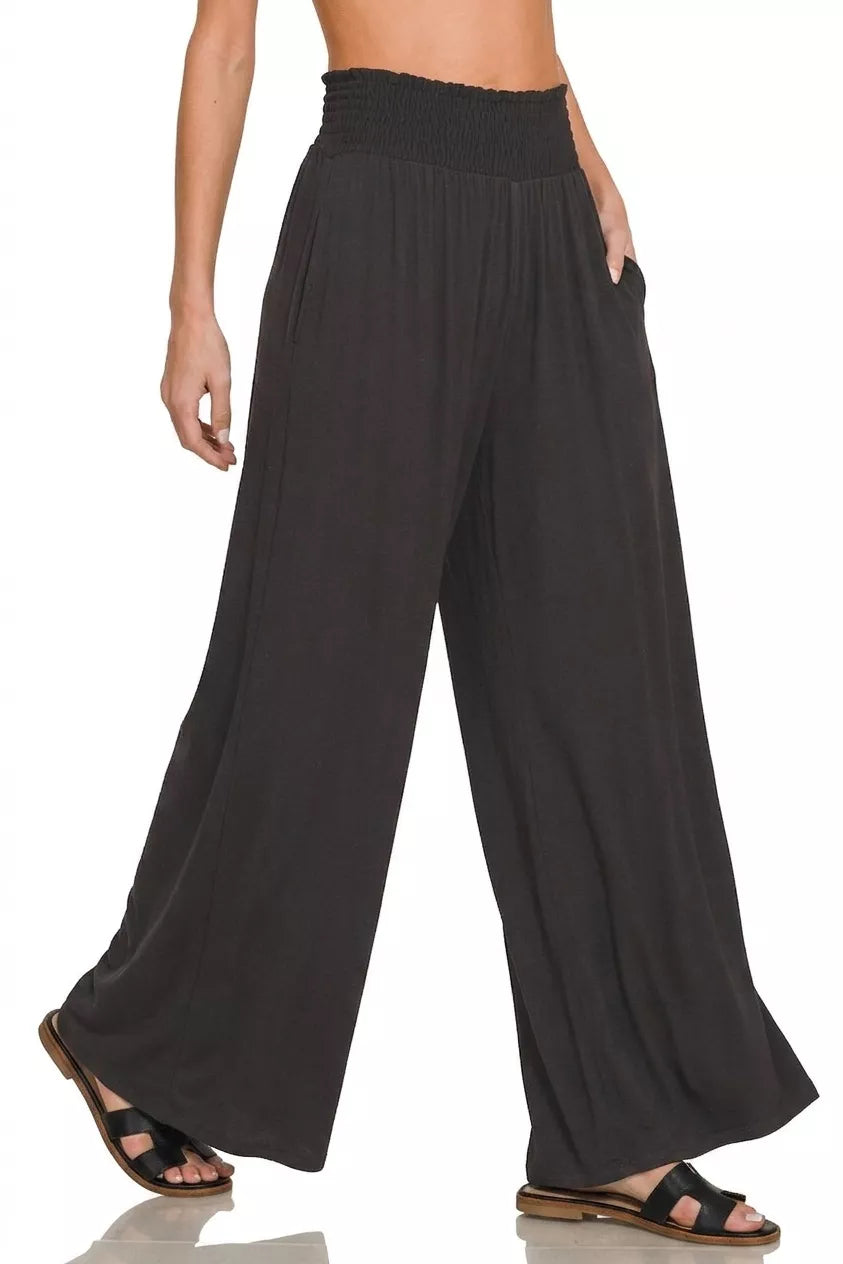 Black palazzo pants side view