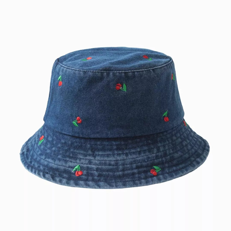 Embroidered cotton bucket hat front view
