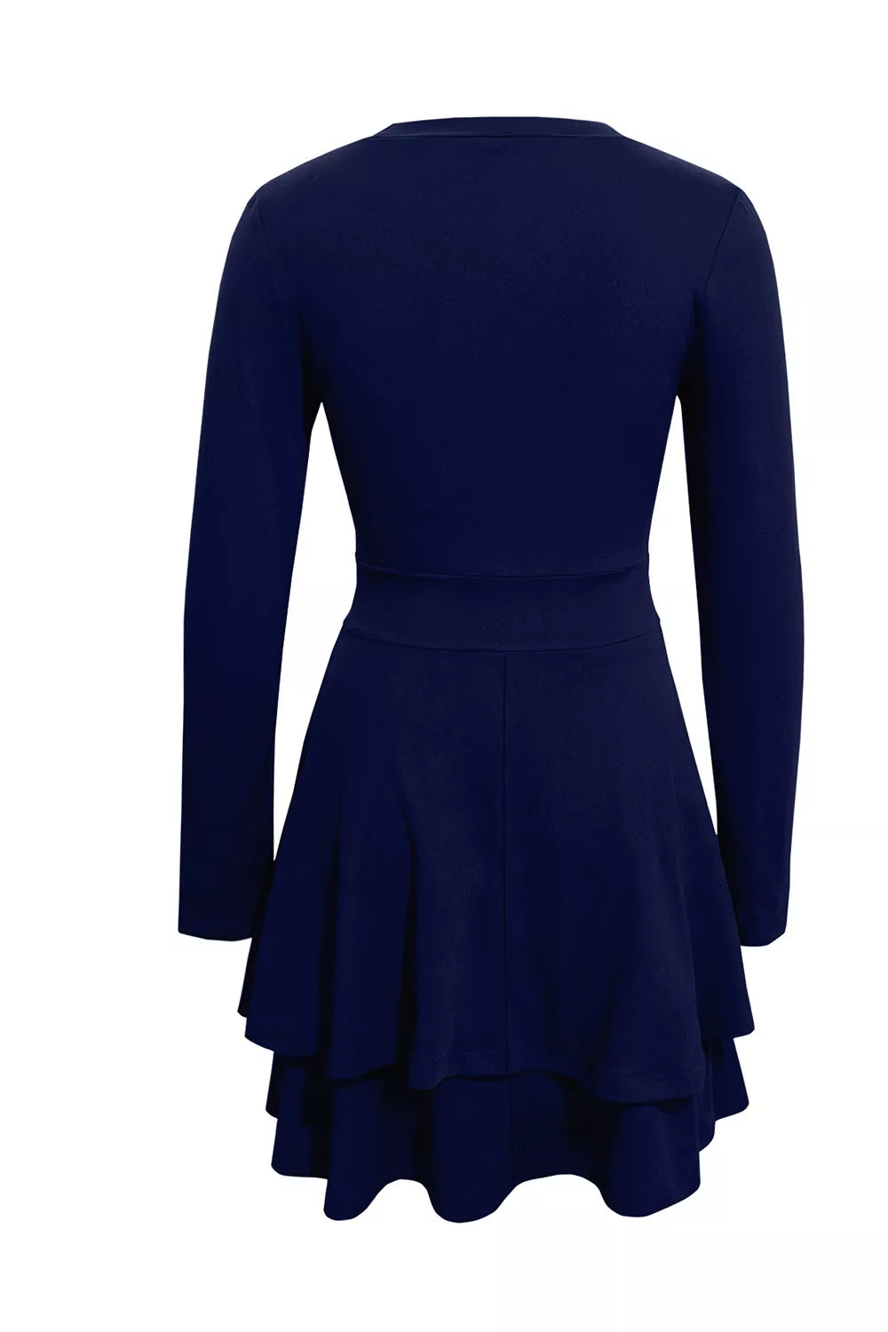 Dark navy layered v neck mini dress front view