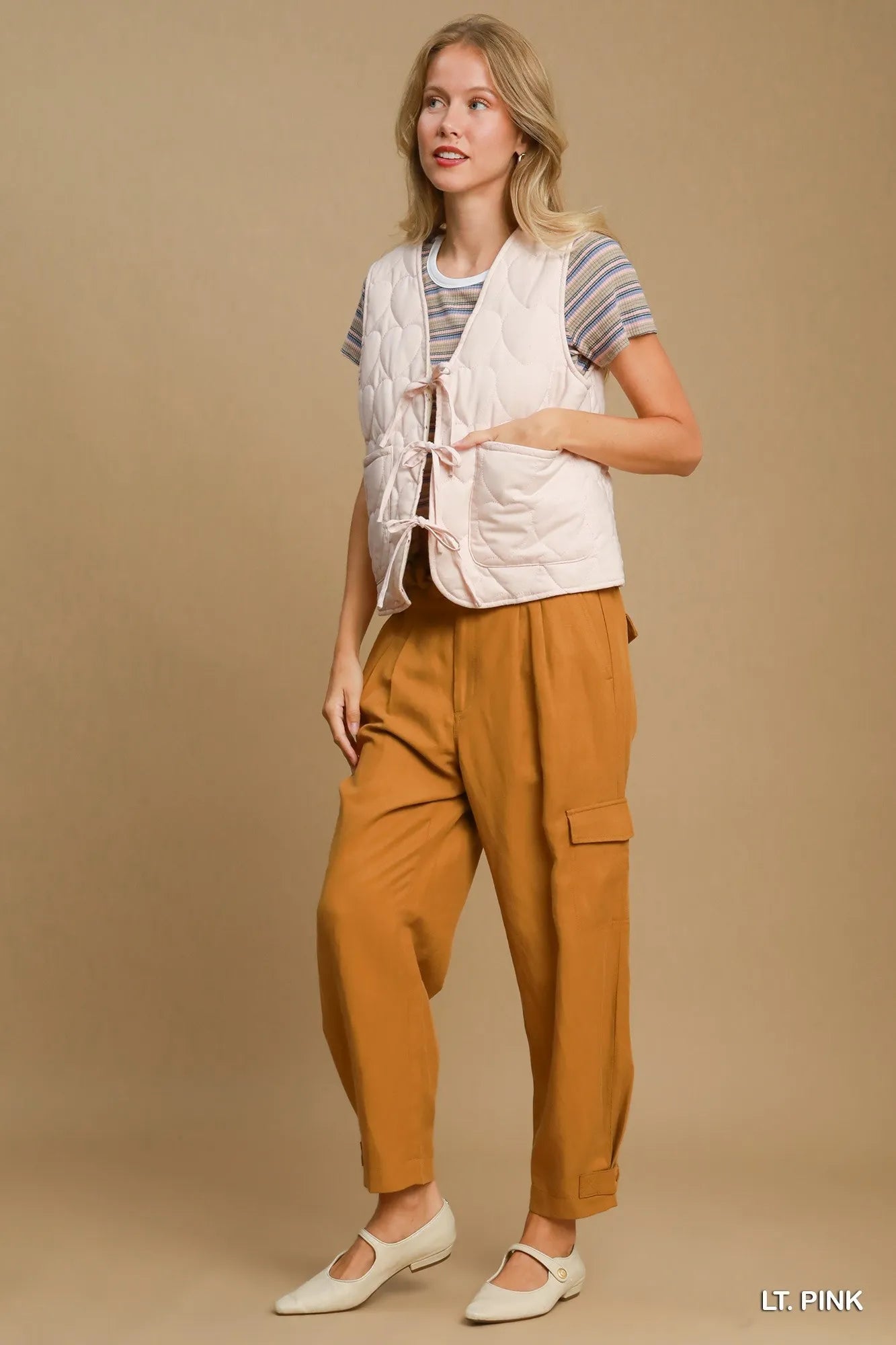 Umgee Heart Quilted Tie-Front Vest - Fashorio