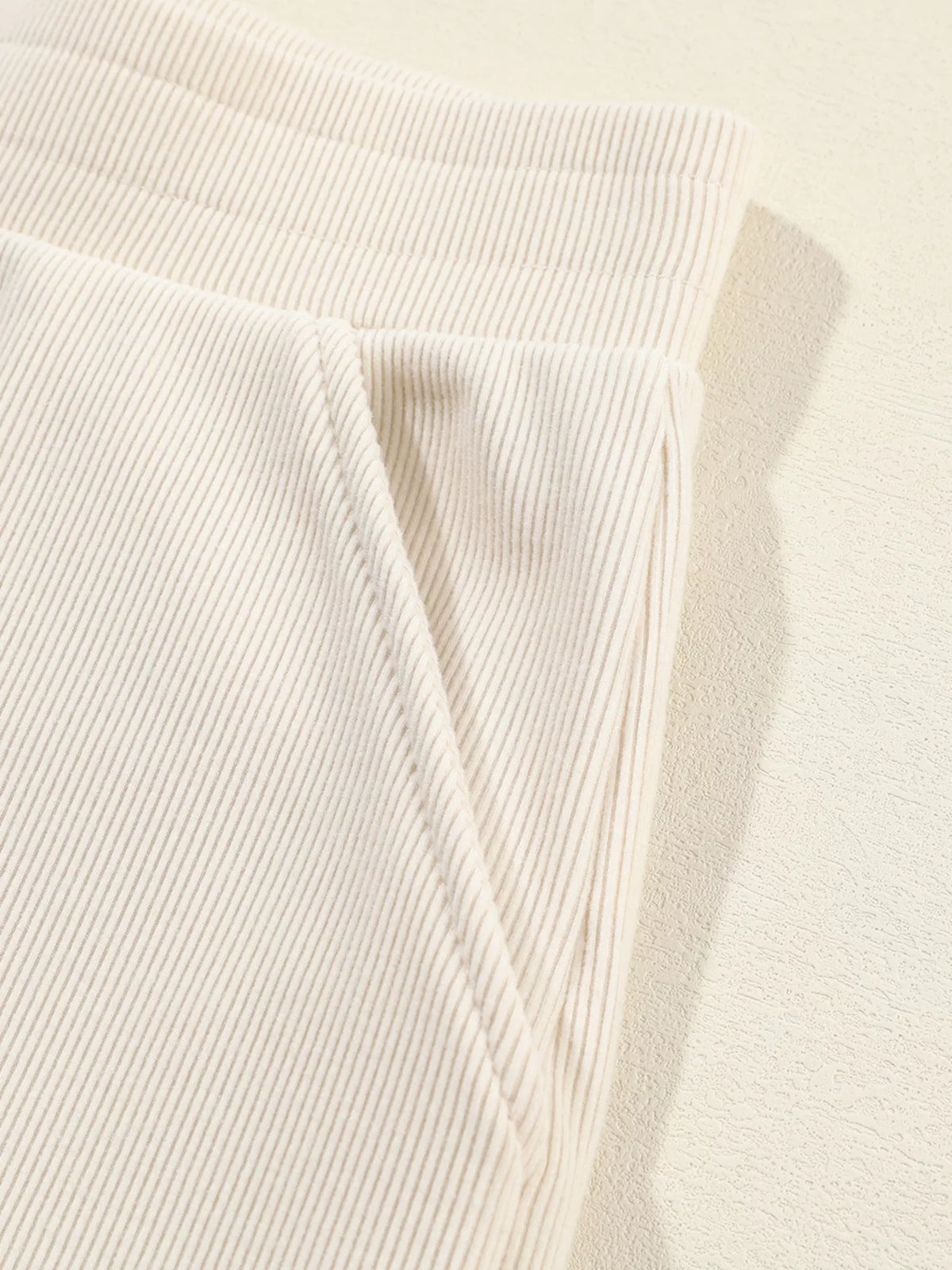 Collared Split Neck Ribbed Two Piece Outfit Set, view 11