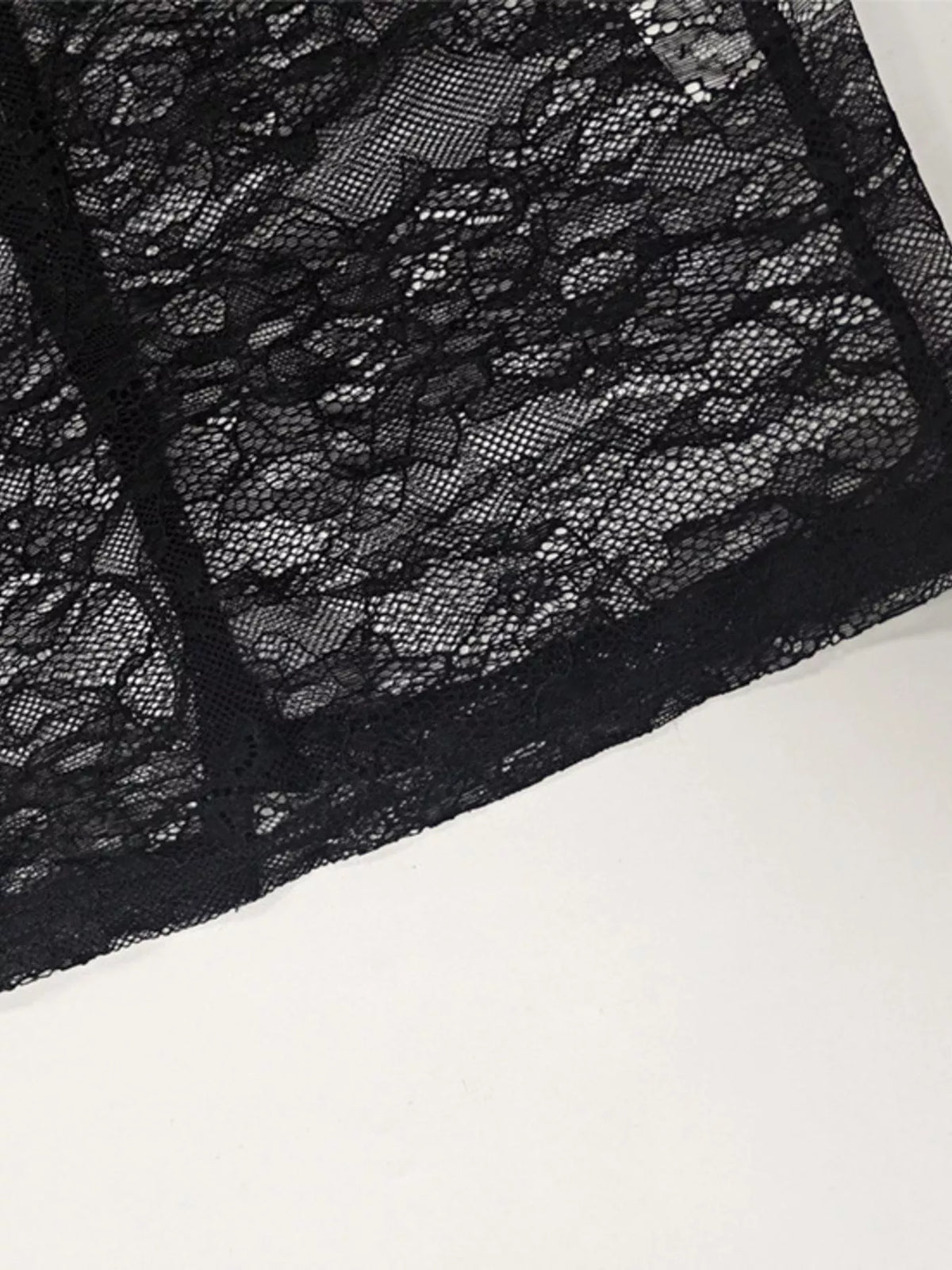 lace mock neck long sleeve maxi dress fabric close up