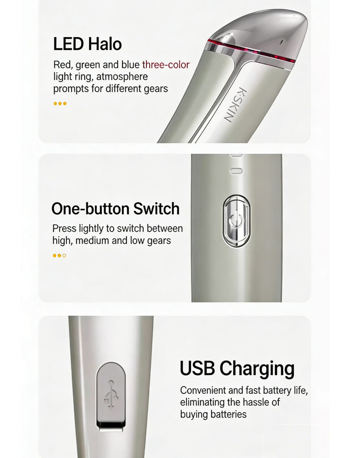 Facial device in silver color