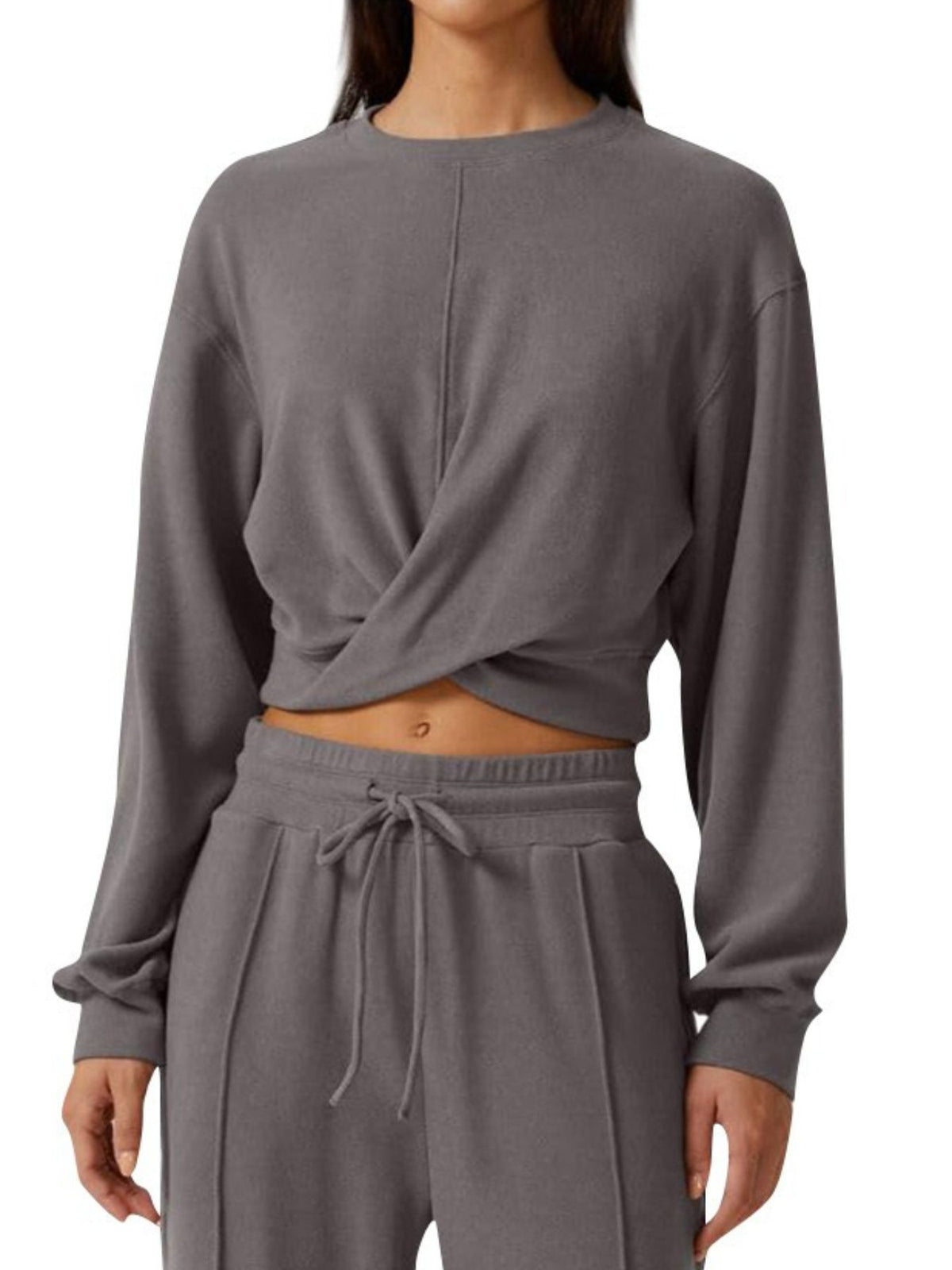 Twist Front Long Sleeve Top and Pants Set, view 5