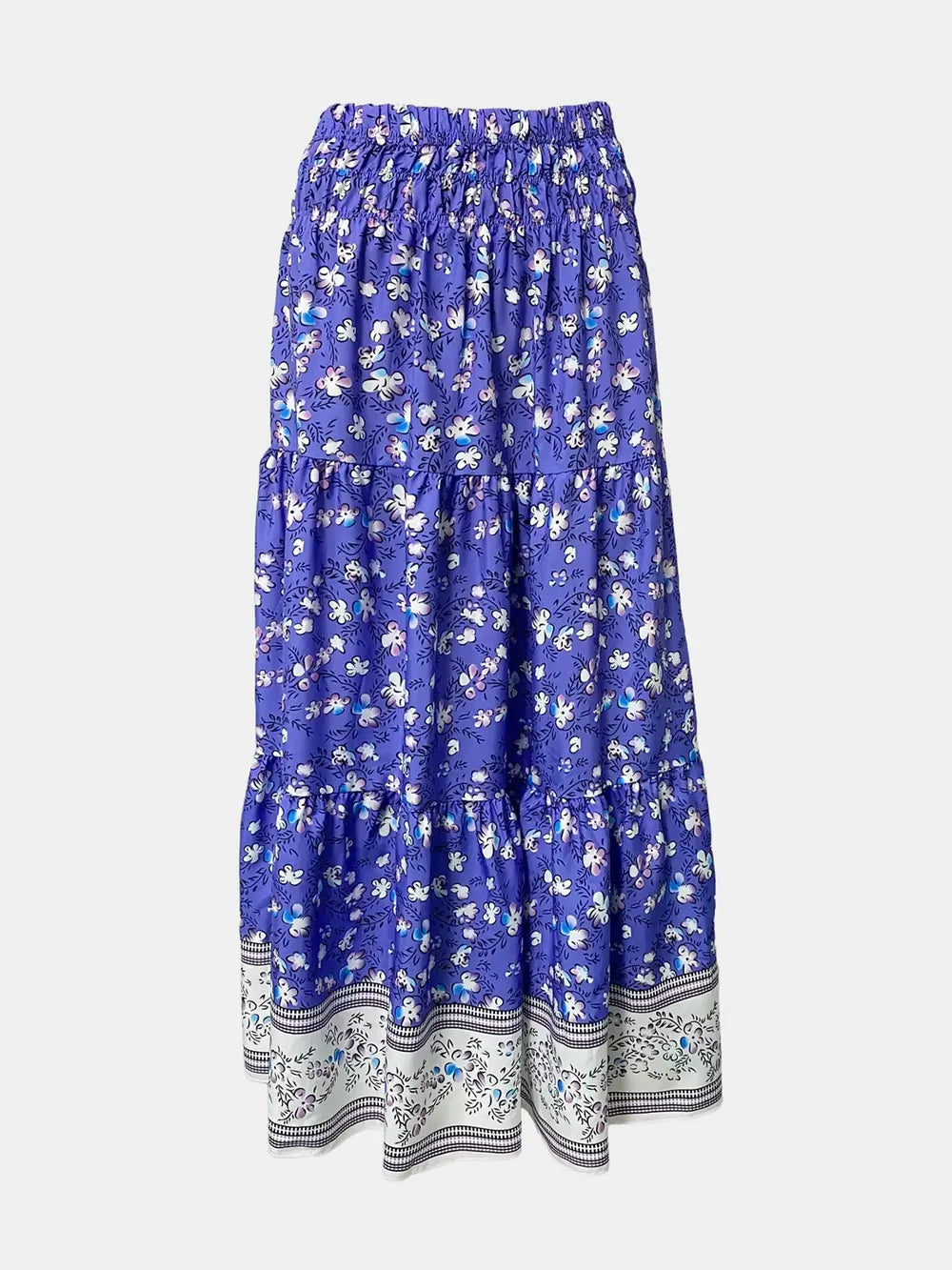 Full length flowy printed boho maxi skirt