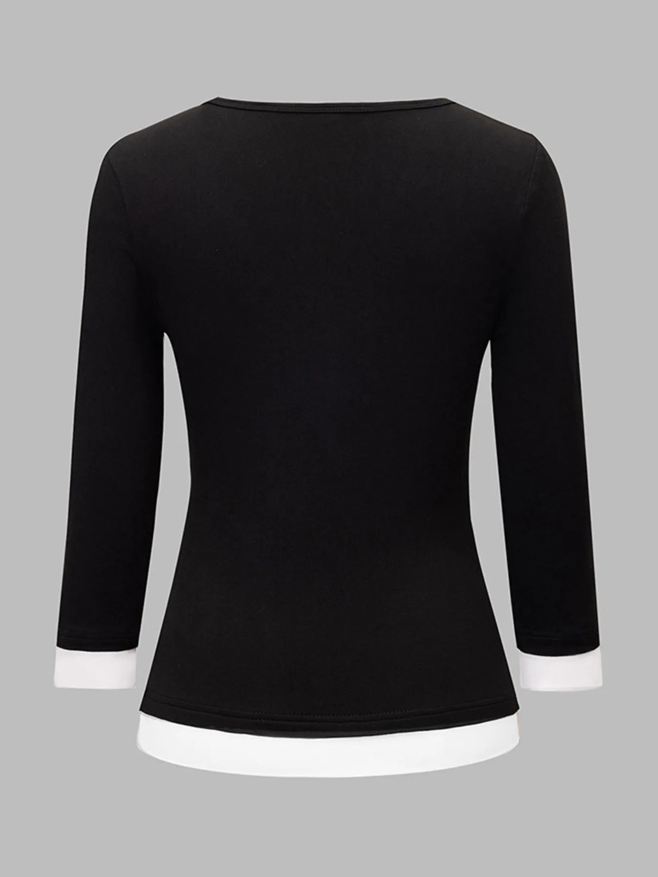 Contrast Trim Long Sleeve T-Shirt - Fashorio