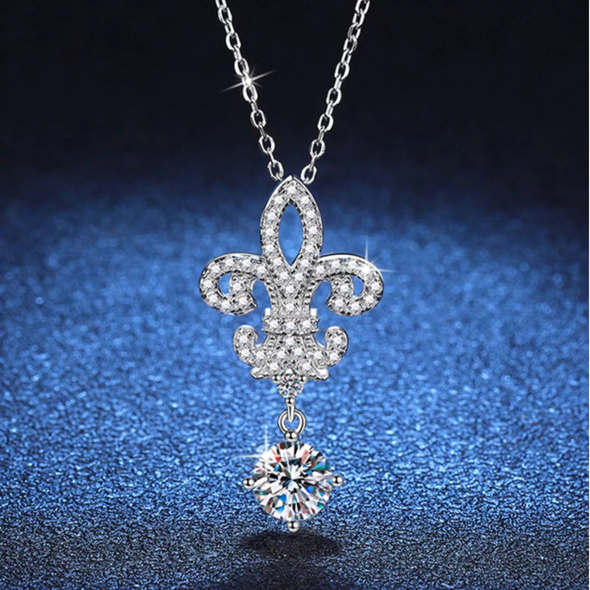 Moissanite iris necklace displayed with its matching box