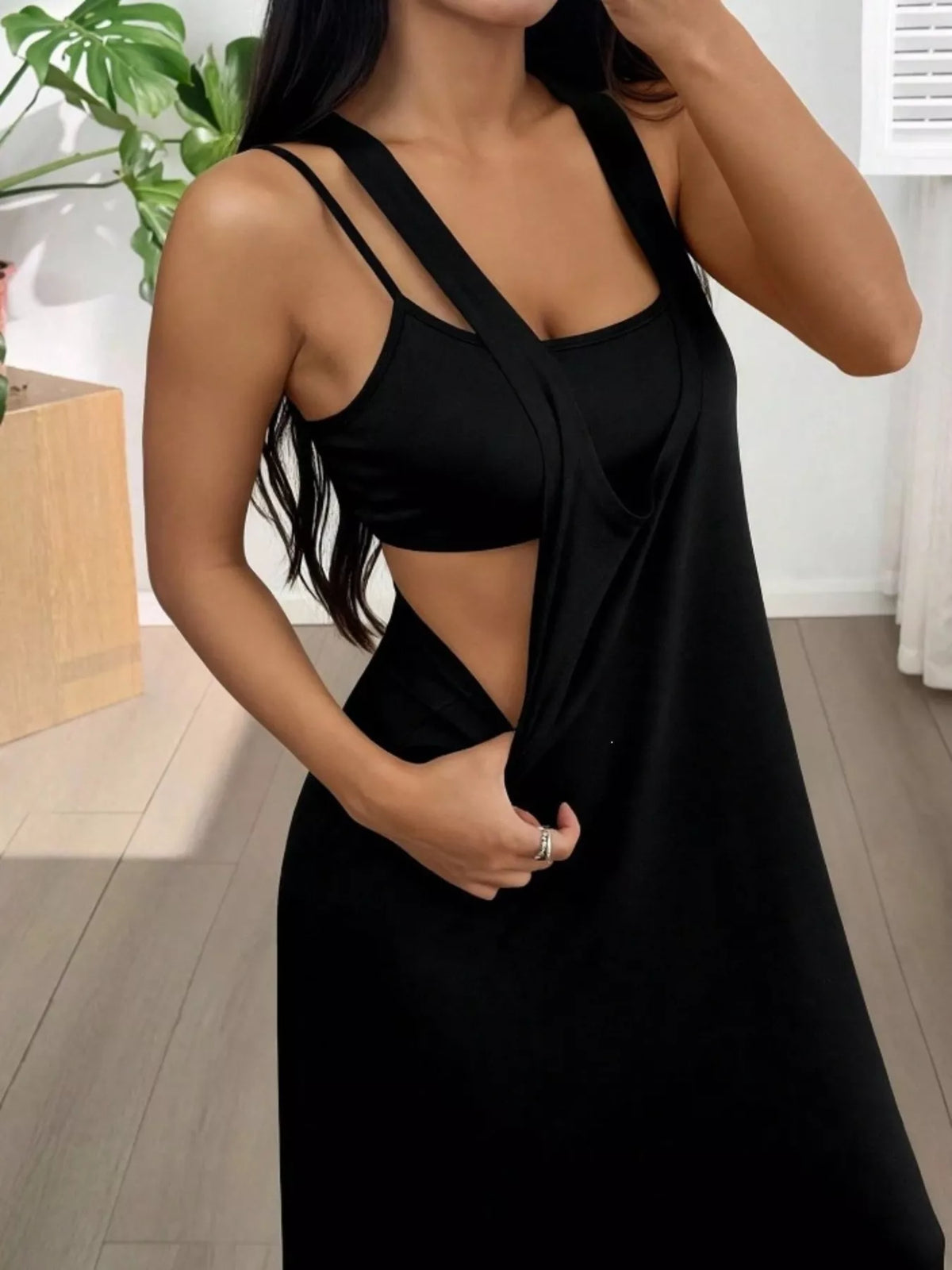 Scoop Neck Cami and Maxi Dress Two Piece Set, view 6