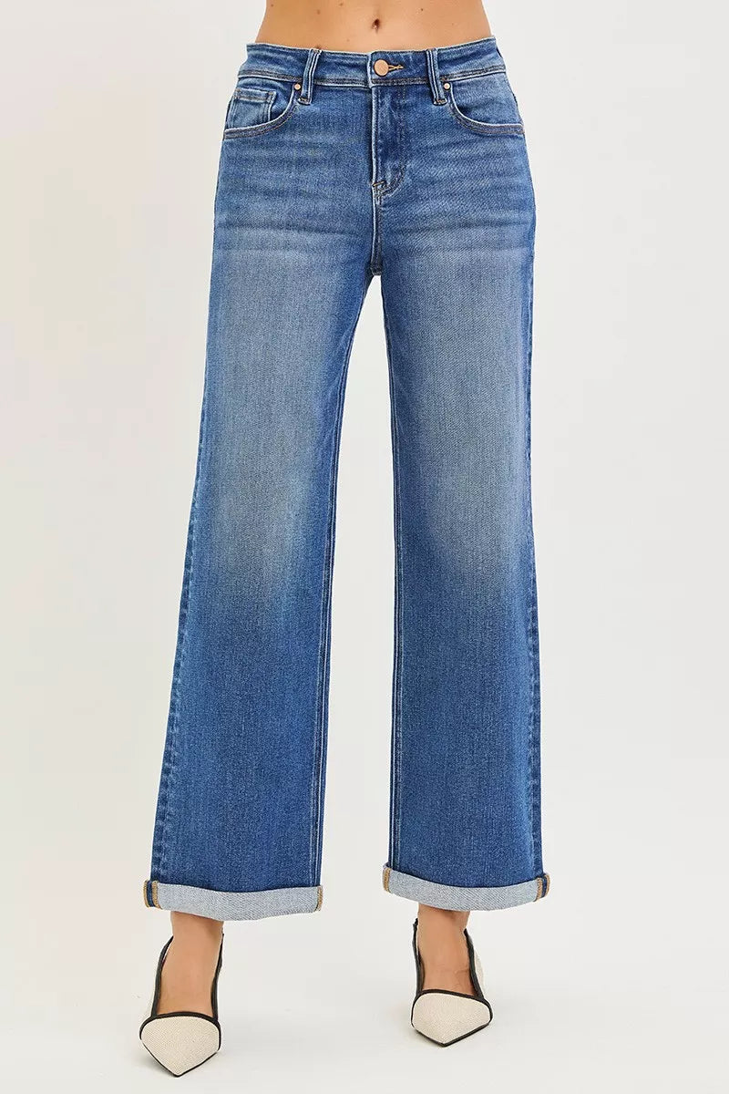 RISEN relaxed straight jeans medium wash side view