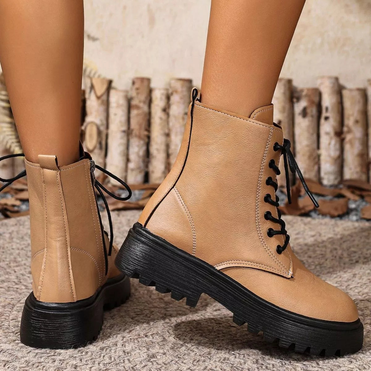 Pink round toe block heels boots close up of the toe