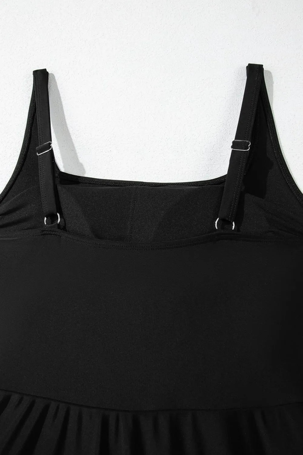 Side Tied Waist Square Neck Adjustable Straps A-line One Piece Swim Dress - Fashorio