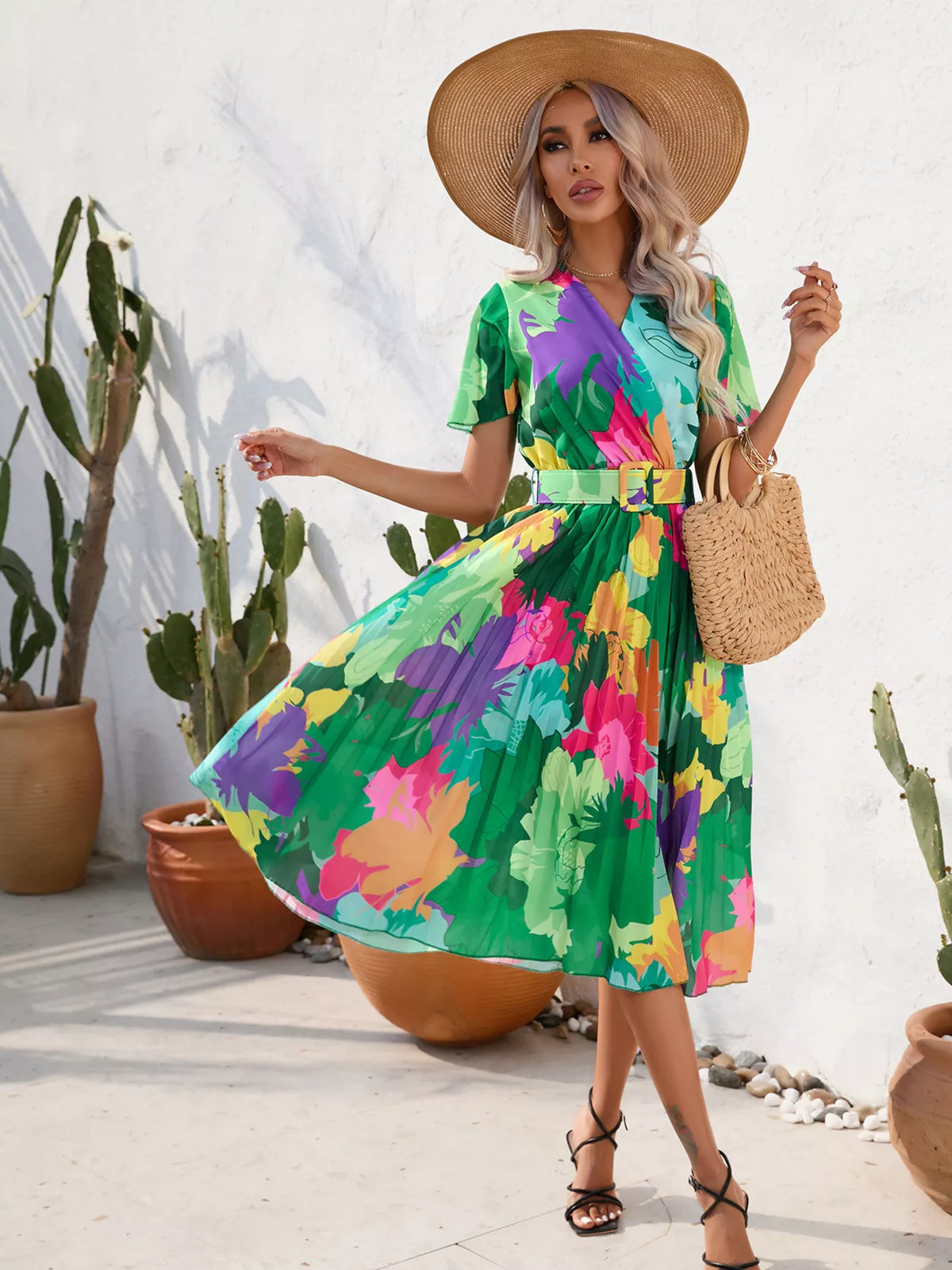 Pleated skirt shown in movement