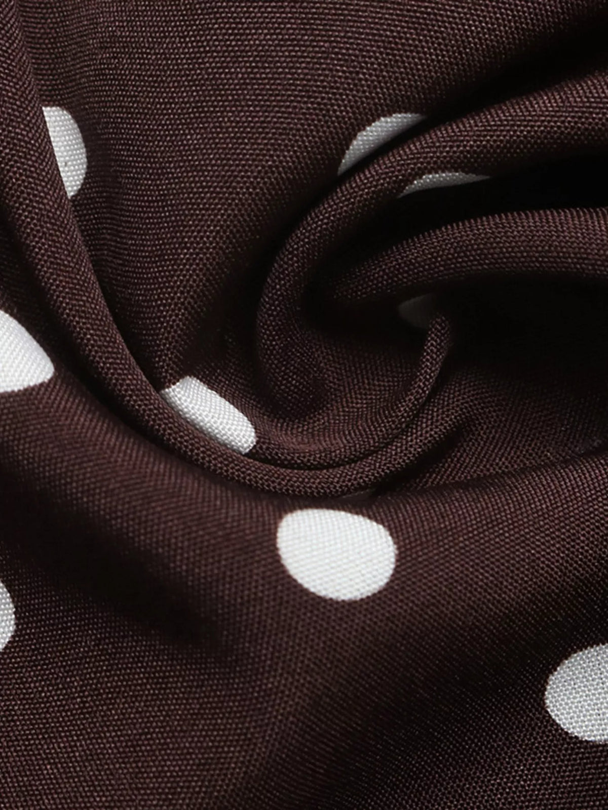Polka dot sleeveless maxi dress in coffee brown view 9